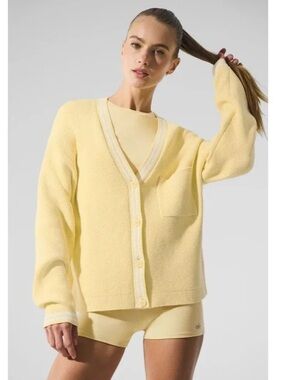 Alo Yoga Tennis Club Sweater Knit Cardigan Warm Butter White M Sold Out